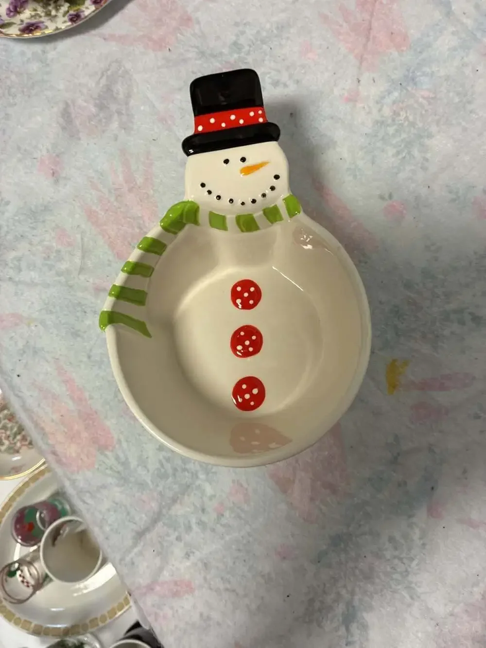 Dennis East International DEI Snowman Christmas Holiday Ceramic Dip Bowl Dish